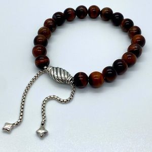 DAVID YURMAN Sterling Silver 8mm Tiger's Eye Spiritual Beads Bracelet